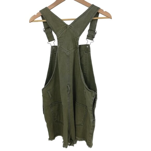 Brandy Melville Army Military Green Overalls Shortalls Shorts Size M Frayed Raw - Picture 7 of 14